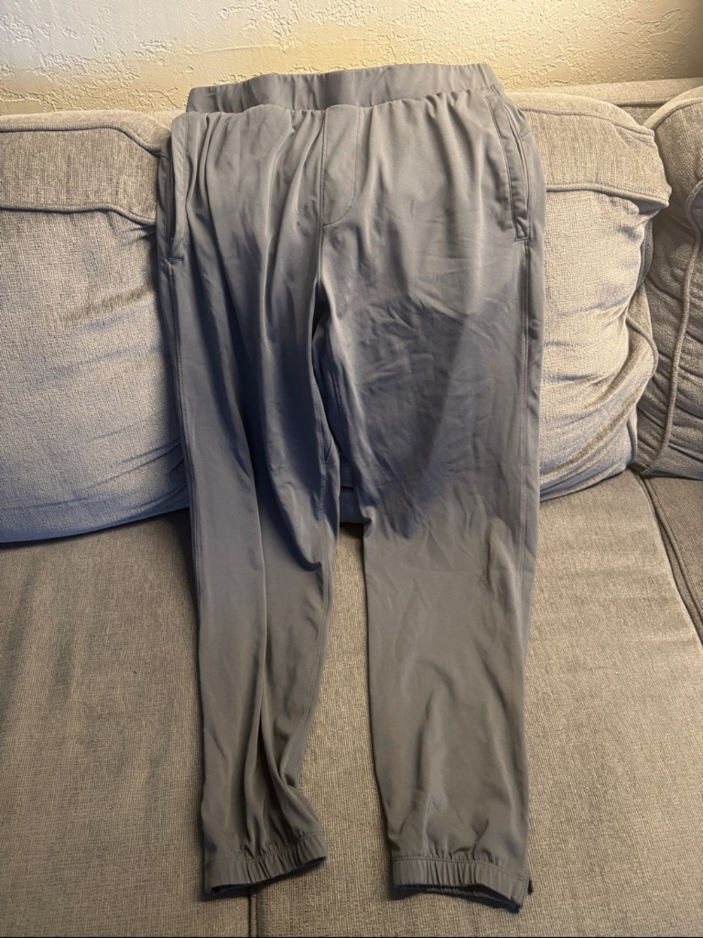 Men's Gray Elastic-Waist Jogger Pants